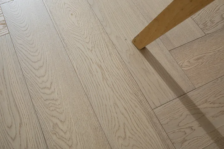 Satin Greige Herringbone engineered oak flooring, product photograph 14