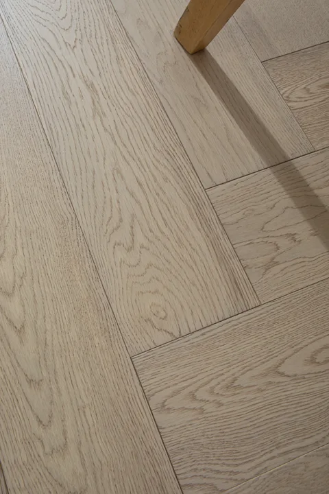 Satin Greige Herringbone engineered oak flooring, product photograph 15