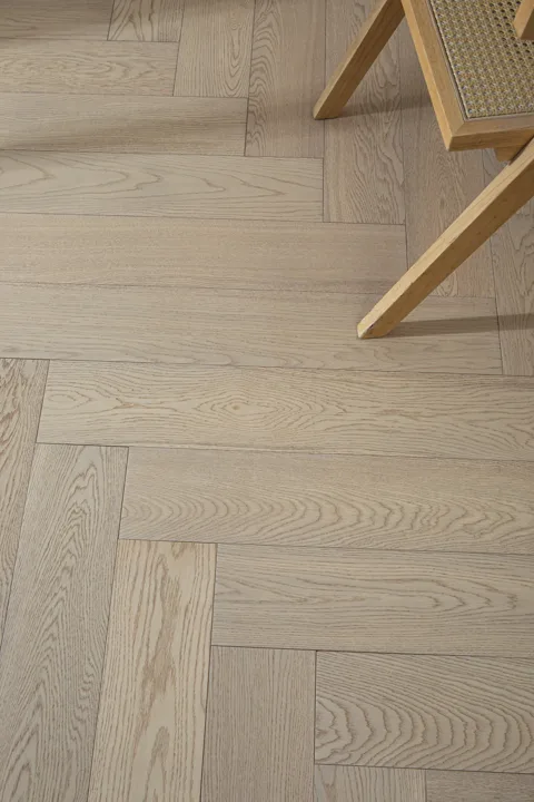 Satin Greige Herringbone engineered oak flooring, product photograph 16
