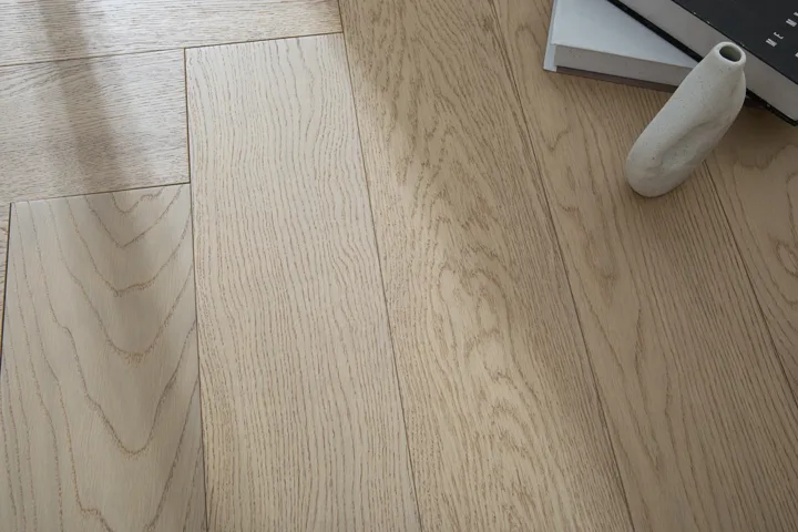 Satin Greige Herringbone engineered oak flooring, product photograph 22