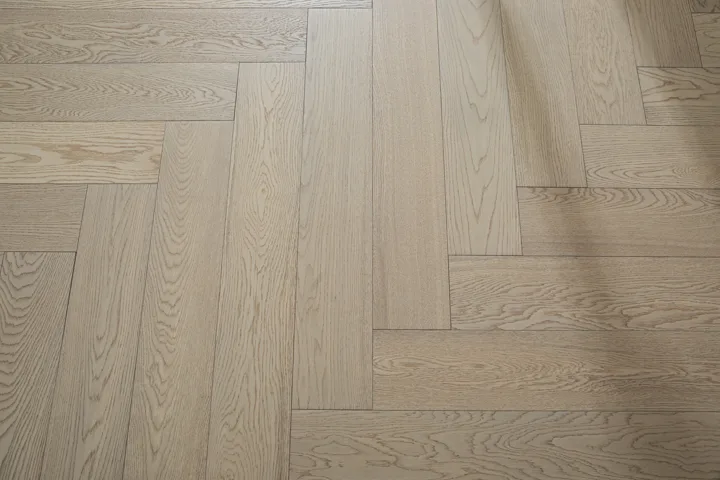 Satin Greige Herringbone engineered oak flooring, product photograph 23