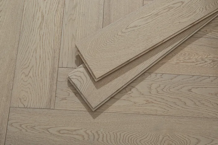 Satin Greige Herringbone engineered oak flooring, product photograph 28