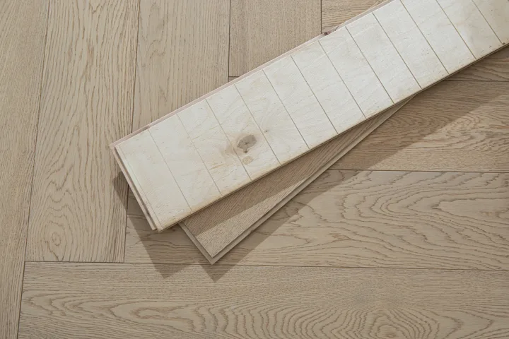 Satin Greige Herringbone engineered oak flooring, product photograph 29