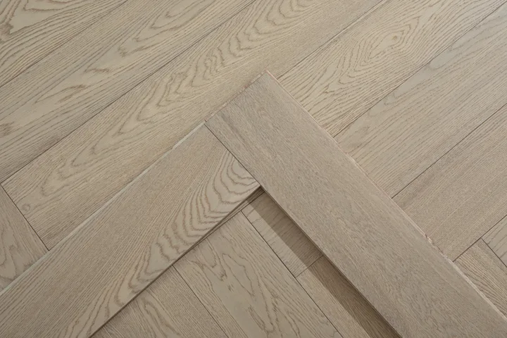 Satin Greige Herringbone engineered oak flooring, product photograph 30