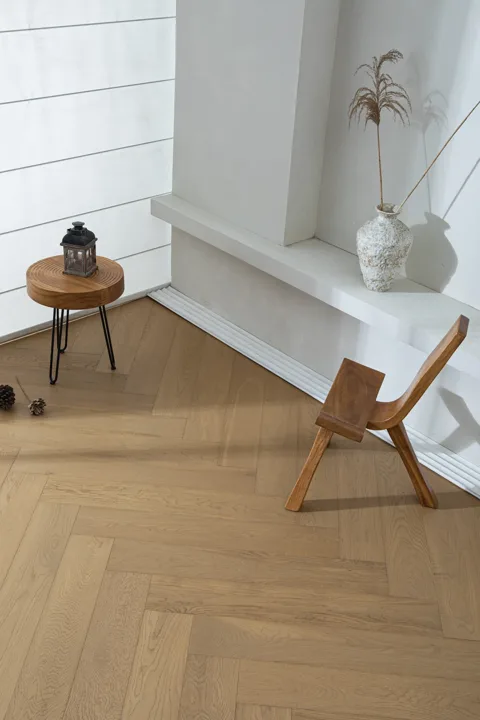 Latte Tan Herringbone engineered oak flooring, product photograph 4
