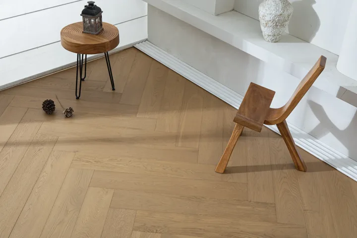 Latte Tan Herringbone engineered oak flooring, product photograph 5