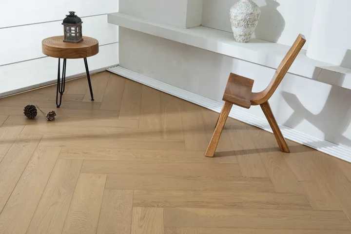 Latte Tan Herringbone engineered oak flooring, product photograph 7