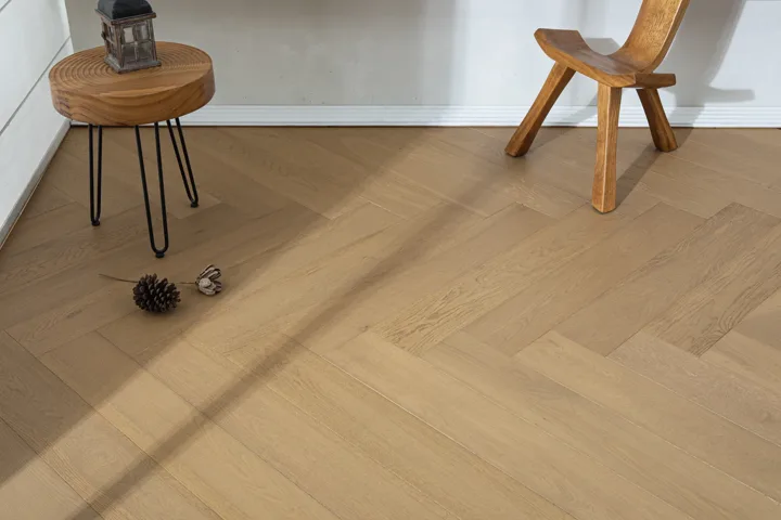 Latte Tan Herringbone engineered oak flooring, product photograph 8