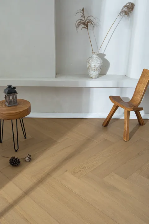 Latte Tan Herringbone engineered oak flooring, product photograph 9