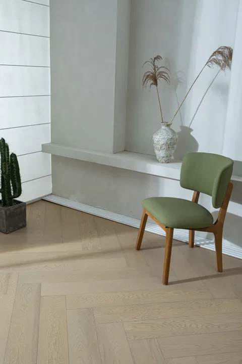 Washed Sand Herringbone engineered oak flooring, product photograph 6