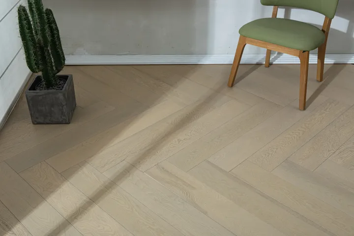 Washed Sand Herringbone engineered oak flooring, product photograph 8