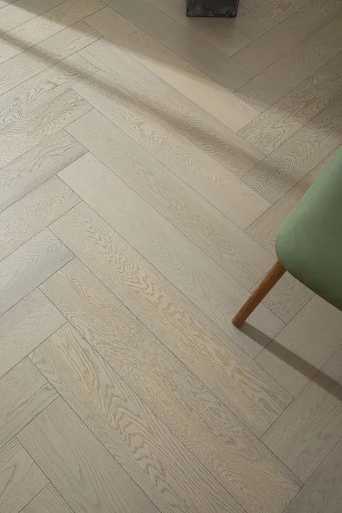 Washed Sand Herringbone engineered oak flooring, product photograph 11