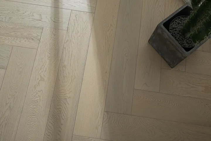 Washed Sand Herringbone engineered oak flooring, product photograph 18