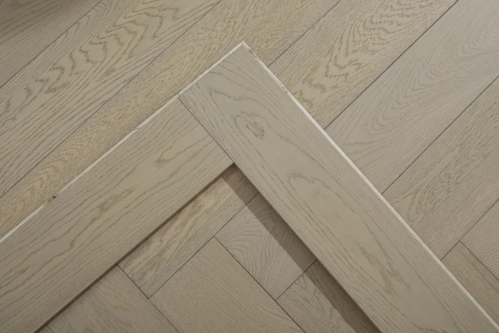 Washed Sand Herringbone engineered oak flooring, product photograph 30
