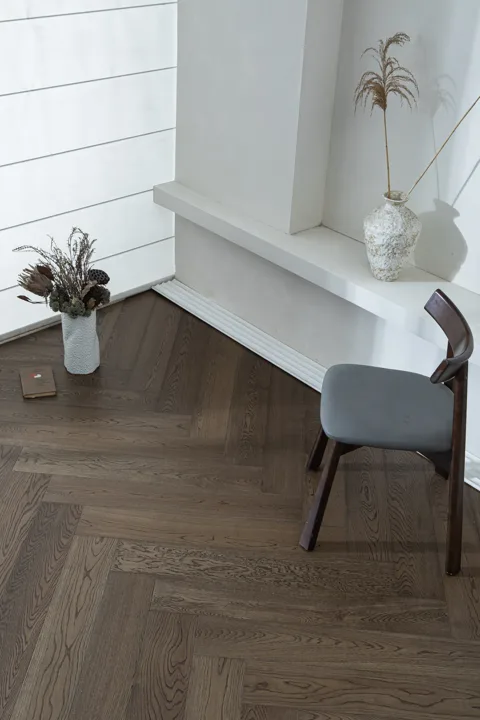 Burnished Java Herringbone engineered oak flooring, product photograph 4