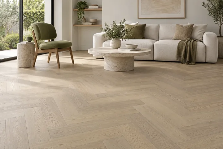 Washed Sand Herringbone · AI room inspiration